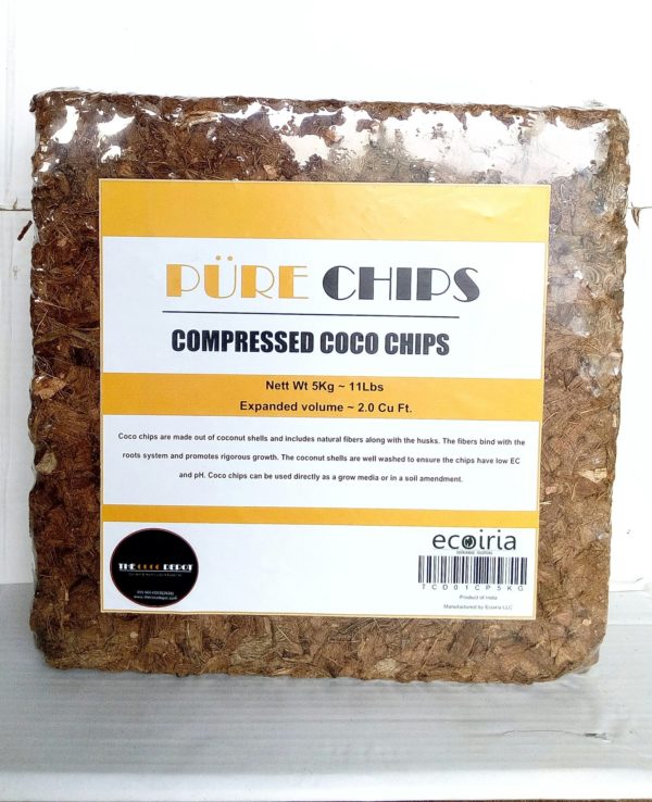 Pure Coco Chips Compressed Chips Blocks 4Kg (Coarse Grade)