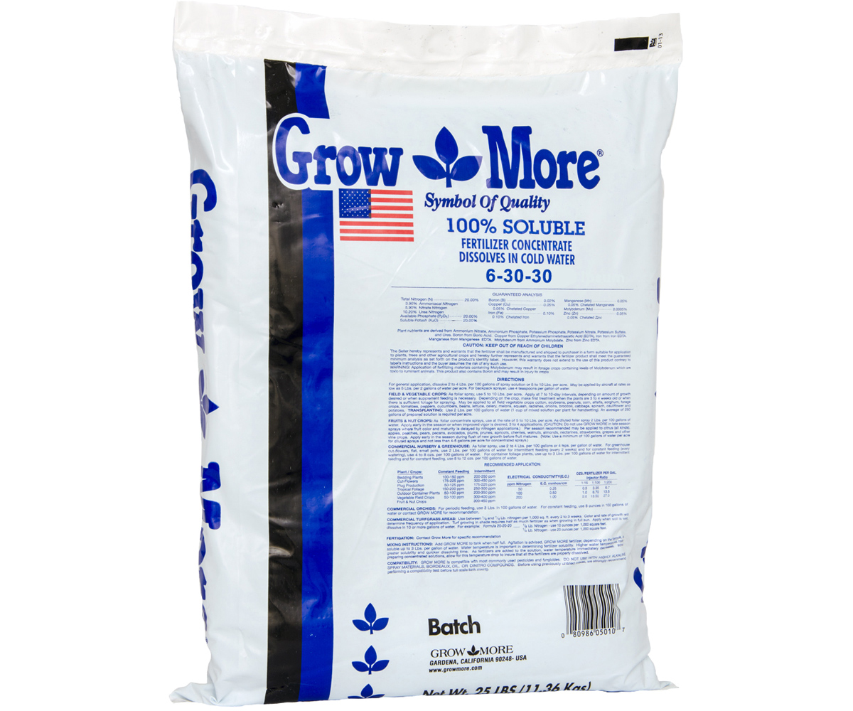 Grow More Soluble 6-30-30 Standard, 25 lbs
