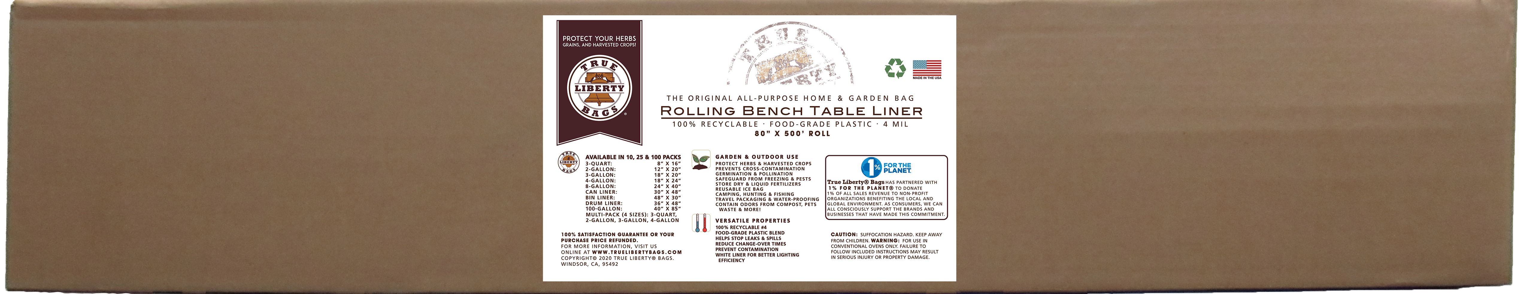 True Liberty Rolling Bench Table Liner 80" x 500' Roll, White